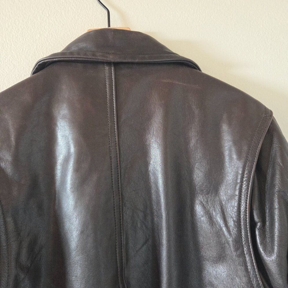 Banana Republic Vintage Leather Bomber Jacket made in Korea Size 40 - Picture 10 of 11